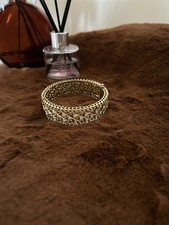 Gold-Plated Champagne Crystal & Screw Bangle for Women