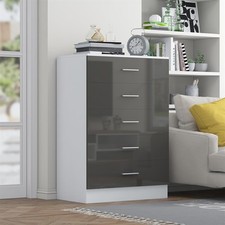 5 Drawer Chest - Grey Gloss Fronts & Matt White Carcass REFLECT