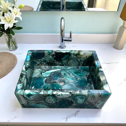 Green agate wash basin - agate,
