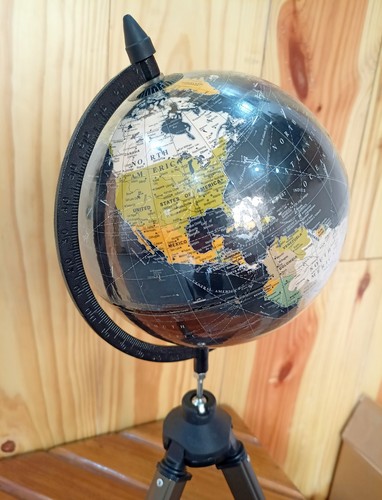 Black globe tripod stand - black, on