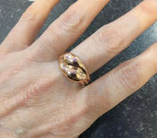 Double Snake Ring 9ct Rose Gold Antique Chester Hallmark 1915-16 Size  Q 1/2