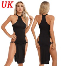 Womens Halter Neck High Slit