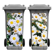 2 Sheets Wheelie Bin Stickers Flowers Self-Adhesive Dustbin Sticker Decorative