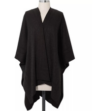 RALPH LAUREN  Reverible Poncho Ruana - BLACK or BLACK w/ SILVER METALLIC - OS