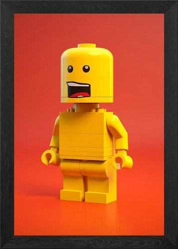 Yellow lego minifigure - minifigure, framed