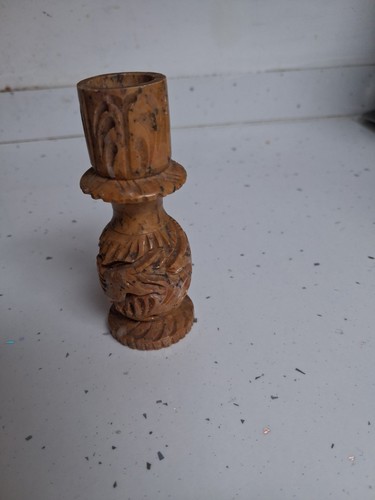 Small stone carved candle - carved,