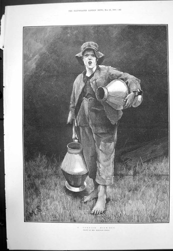 Antique old print cornish milk - antique,