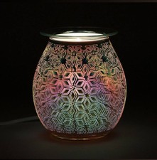 3D Geometric Electric Oil Burner – Colourful Light-Up Aroma Lamp (UK Plug)
