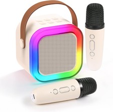 Kids Mini Karaoke Machine Portable Karaoke Speaker With 2 Wireless Microphones