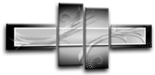 Large Abstract Art Print Black Grey White Framed Split Canvas Picture