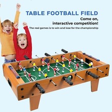 27" Wooden Tabletop Football Game For Kids And Adults Large Table Soccer Game