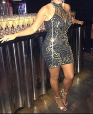 Lipsy London Black & Gold Mesh