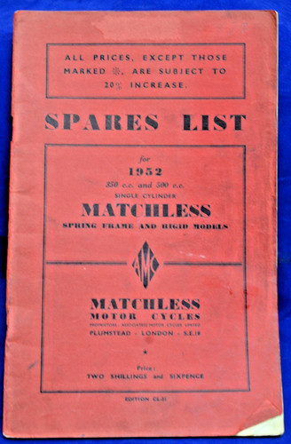 Original 1952 matchless spares - 1952,