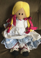 VINTAGE HANDMADE GORGEOUS CLOTH LARGE RAG DOLL 25.5" TALL
