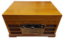 Wooden record player turntable - record, player/turntable
