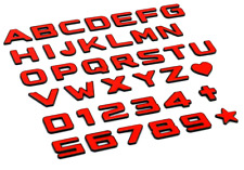 3D RED Metal Self Adhesive Car Emblem Creative Letters & Numbers Badge