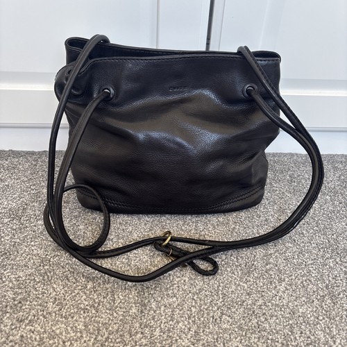 Evity black leather bucket bag - leather,