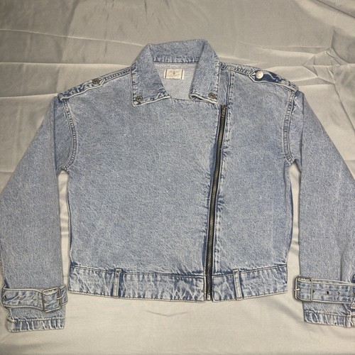 Denim moto jacket asymmetrical - denim,