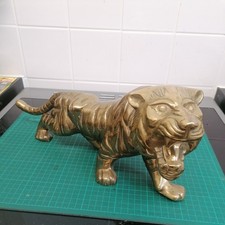 Large Mid Century Brass Tiger