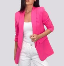 Womens Ladies Ruched Sleeve Fully Lined Blazer Collared Casual Formal Jacket Top