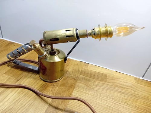 Brass blow torch table lamp - table,