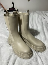 Primark Faux Leather Calf Boots Size 5 Brand New with Tags Cream