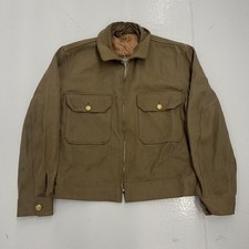 Vintage 40s Lion Green Wool Whipcord Boxy Bomber Jacket 1940s True Vintage