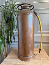 Vintage Riveted Copper and Brass Fire Extinguisher Antique EMPTY