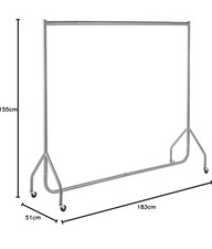 Shopfitting Warehouse Heavy Duty Clothes Rail Rack Steel Silver 6ft wide