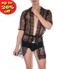 Men Robe Bathrobes Lace Sexy