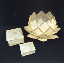 Nice Capiz Shell Job Lot: Candle Holder Tealight + Pill Box + Trinket Box