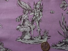 Michael Miller Flower Fairies toile  purple  piece approx 107 x 27cm 42" x 10.5"