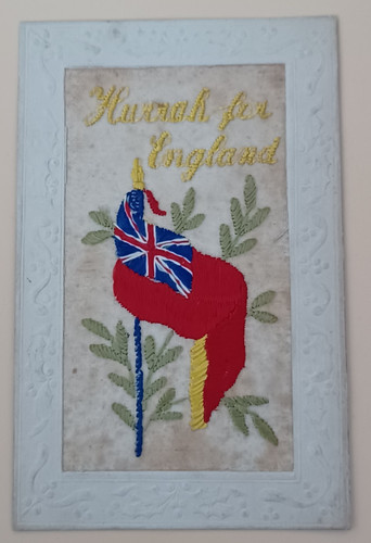 Silk embroidered postcard ww2 - embroidered,