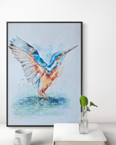 Original kingfisher painting - kingfisher,