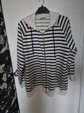 navy stripe longline hoodie