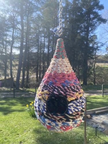 Birdhouse recycled sari - birdhouse,