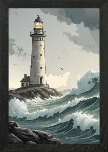 Lighthouse stormy sea 6 - in,