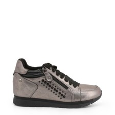 Womans XTI Trainers Grey studded wedge lace up side zip Sneakers New