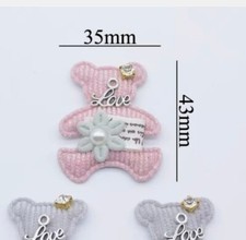 4 PCS Pink Teddy Bear Applique