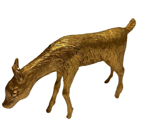 Gold deer figurine small metal - gold,