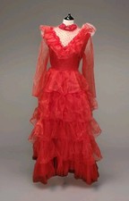 Ladies Red Bride Lydia Beetlejuice Style Fancy Dress Outfit Halloween Aprx 14