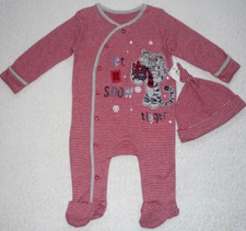 Baby Boys Girls Disney Pooh Bear TIGGER Winter Christmas Sleepsuit & Hat Outfit