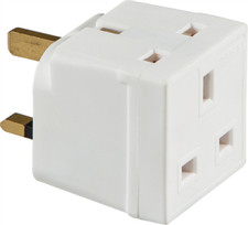 13 Amp Two Way Unfused Electrical UK Mains 3 Pin Plug Adaptor