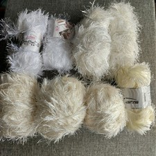 629g of White Creams  Mixed Bundle of Eyelash Yarns Unbranded Knitting Crafts