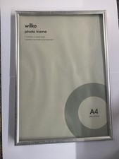 A4 SILVER PHOTO PICTURE FRAME LANDSCAPE/PORTRAIT GLASS FREESTANDING OR HANGING