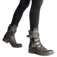 Fiorentini+Baker Eternity 713-Fur Khaki Leather Lined Biker boot Size EU 36 UK 3