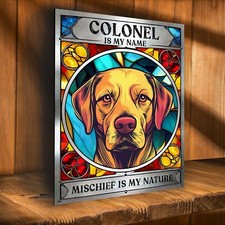 Personalised Golden Labrador Sign Metal Dog Mischief Custom Pet Pup Plaque DG34