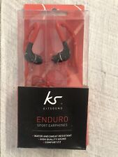 KS Kitsound Enduro Red Sports Headphones Comfort Fit Water/Sweat Resistant NEW