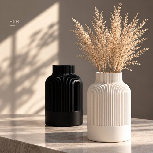 Ribbed fluted flower vase - fluted,