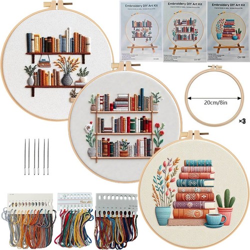 Bookshelf embroidery set 3 - embroidery, -set